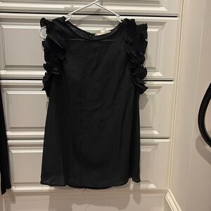 Black Top with Ruffle Sleeve